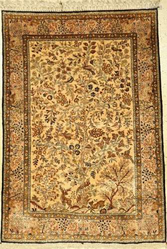 Silk Qum rug old, Persia, approx. 50 years, pure