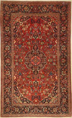 Kashan rug old, Persia, around 1940, wool, approx. 215
