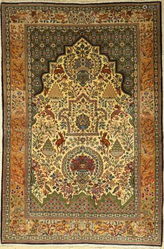 Fine Qum rug old, Persia, approx. 50 years, wool with