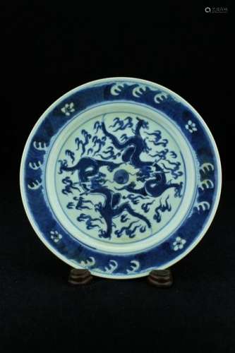 Chinese Qing Porcelain Blue&White Plate