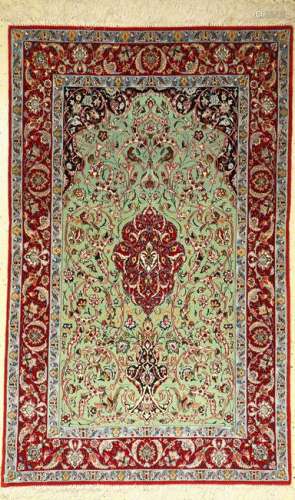 Fine green Isfahan rug, Persia, approx. 30 years, wool
