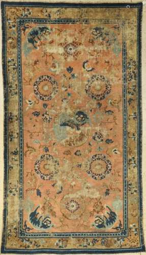 Early Ningxia antique rug, China, (fo-dogs), 18th
