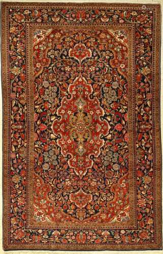 Kashan rug old, Persia, around 1910, wool, approx. 197