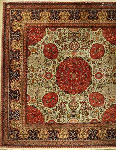 Green Tabriz carpet, Persia, approx. 50 years,wool on