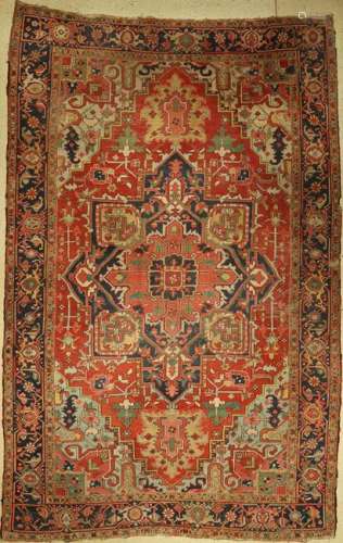 Heriz carpet antique, Persia, around 1900, wool on