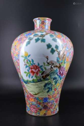 Large Qing Porcelain Famille Rose Vase