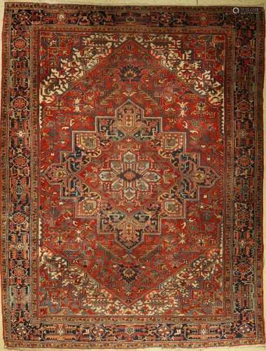 Heriz carpet old, Persia, around 1930, wool oncotton