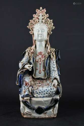 Large Chinese Ming Porcelain Blue&White GuanYin