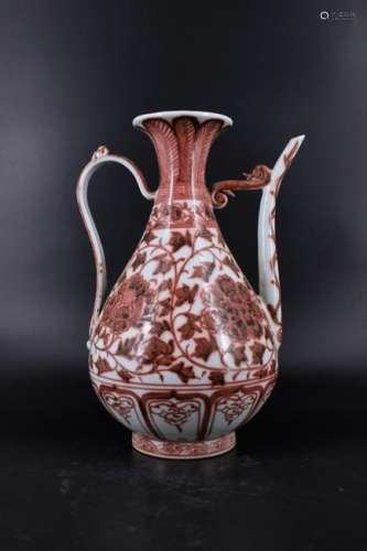 Ming Porcelain White Underred Teapot
