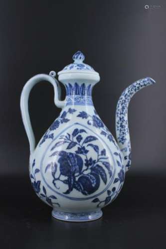 Ming Porcelain Blue&White Floral Teapot