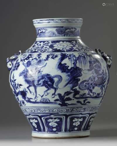 A CHINESE YUAN STYLE BLUE AND WHITE VASE