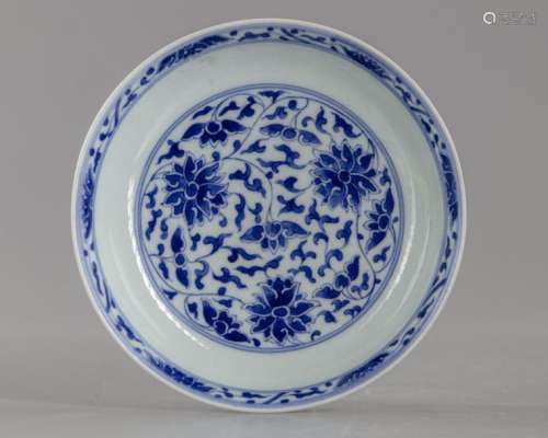 A CHINESE BLUE AND WHITE 'LOTUS' DISH