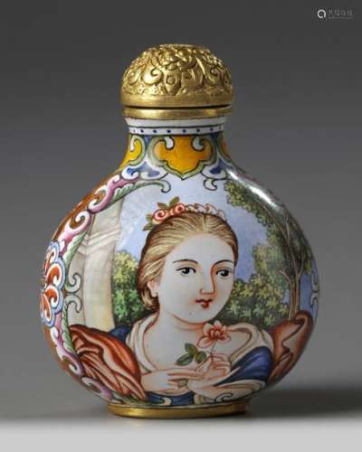 A CHINESE PAINTED ENAMEL PAINTED 'EUROPEAN SUBJECT…