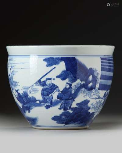 A CHINESE BLUE AND WHITE JARDINIÈRE