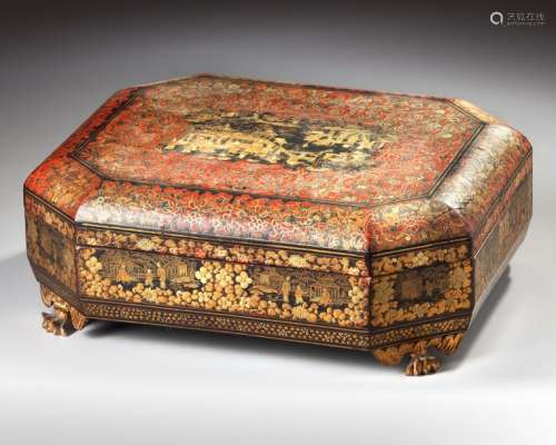 A CHINESE GILT LACQUERED GAMES BOX