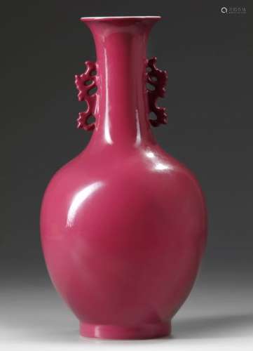 A CHINESE RUBY GLAZED MONOCHROME VASE