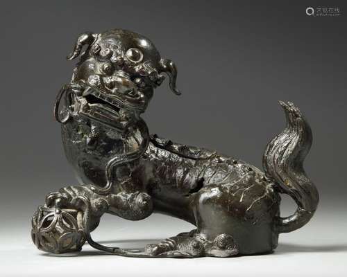 A CHINESE BRONZE FU DOG CENSER