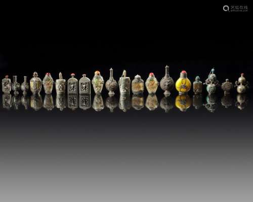 A GROUP OF EIGHTEEN CHINESE SNUFF BOTTLES