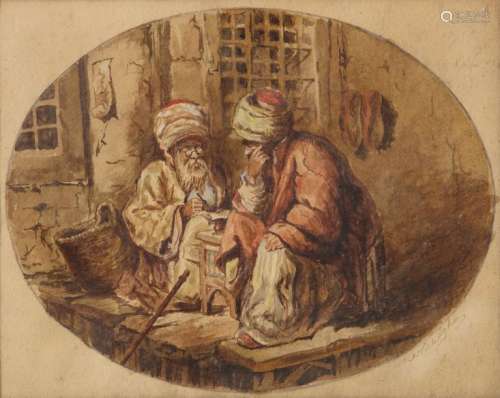 A PAINTING DEPICTING THE WAIT FOR THE PRESCRIPTION