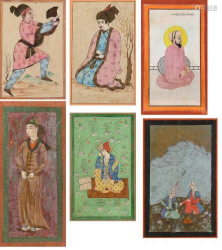 A GROUP OF SIX PERSIAN AND INDIAN MINIATURE PAINTI…