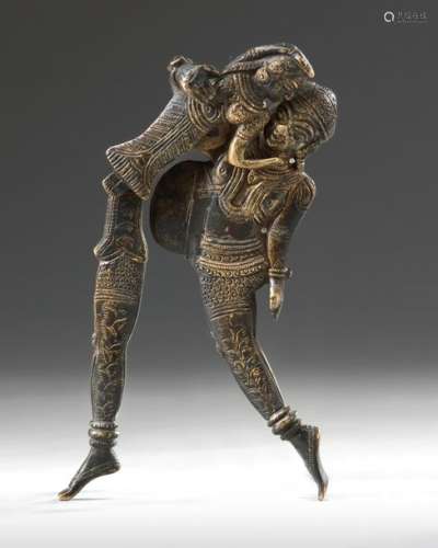 A MUGHAL BRONZE MOVABLE FIGURAL GROUP