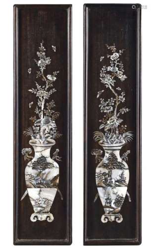 A PAIR OF CHINESE FRAMED INLAID WOODEN PANELS