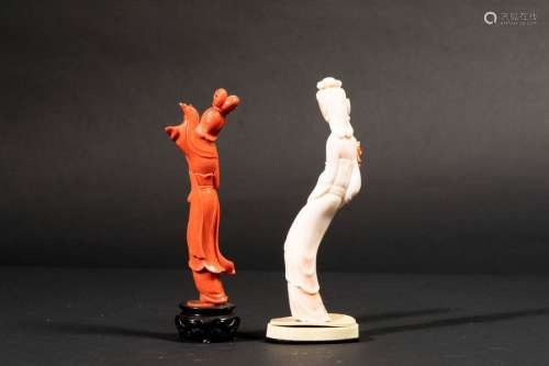 Two coral figures, China, early 1900s