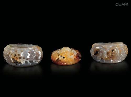 Three agate bowls, China, Qing Dynasty, 1800s