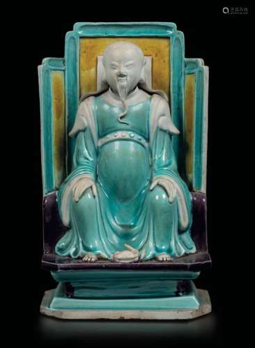 A glazed biscuitware figure of Zhenwu, China, Qing…