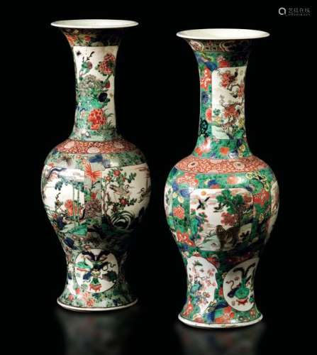 Two Green Family vases, China, Qing Dynasty