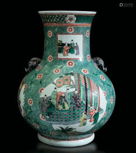 A Green Family vase, China, Qing Dynasty, 1800s