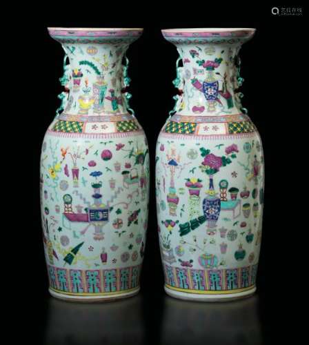 Two Pink Family vases, China, Qing Dynasty