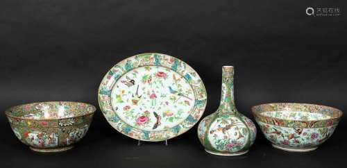 Four Canton porcelains, China, Qing Dynasty, 1800s