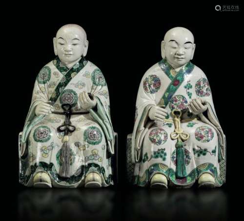 Two Green Family figures, China, Qing Dynasty