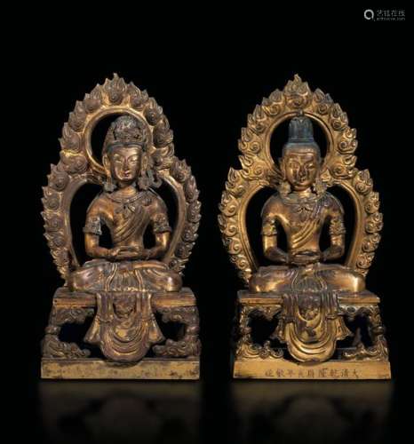 Two gilt bronze Buddha Amitayus, China
