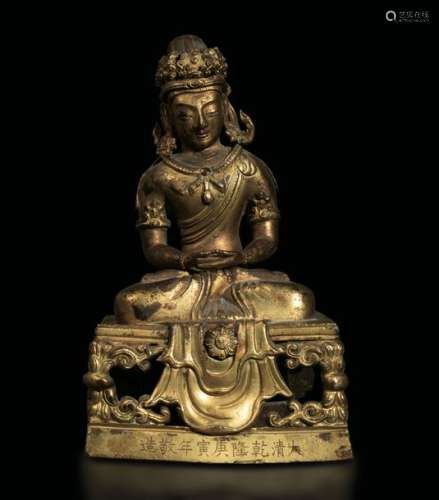 A bronze Buddha Amitayus, China, Qing Dynasty