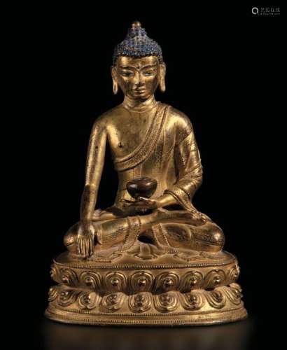A gilt bronze Buddha, China, Ming Dynasty, 1600s