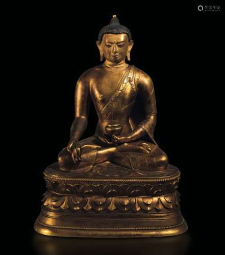 A gilt bronze Buddha Sakyamuni, Tibet, 1800s