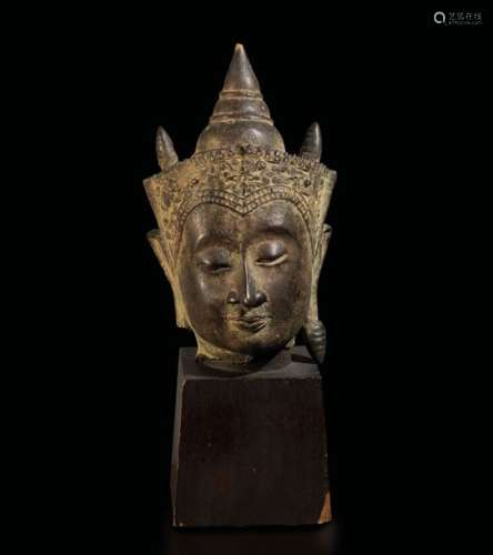 A bronze Buddha head, Thailand, Ayatthaya, 1600s