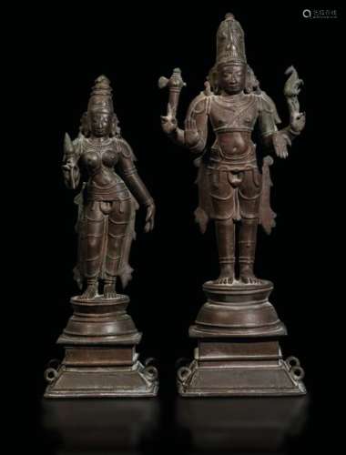Two bronze figures, South India, Chola Dynasty, 12…