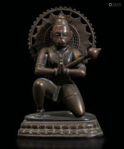 A bronze Hanuman, India, 1800s