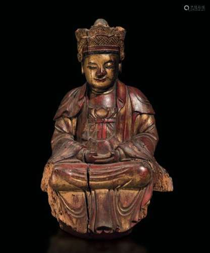 A gilt wood figure, China, Ming Dynasty, 1500s