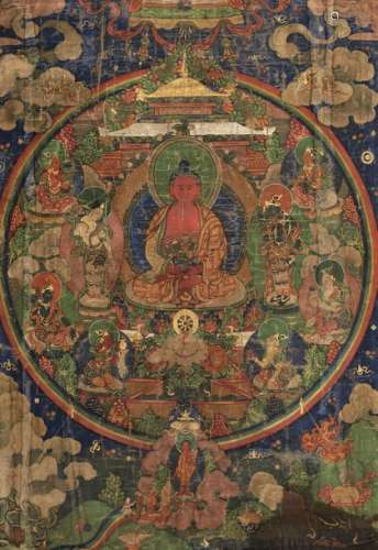 A silk Thangka, Tibet, 1700s