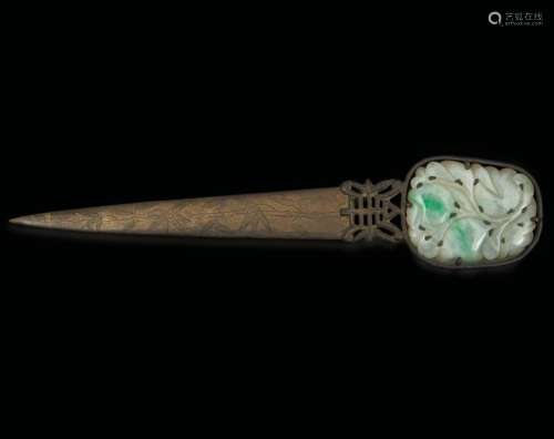 A jadeite letter opener, China, early 1900s