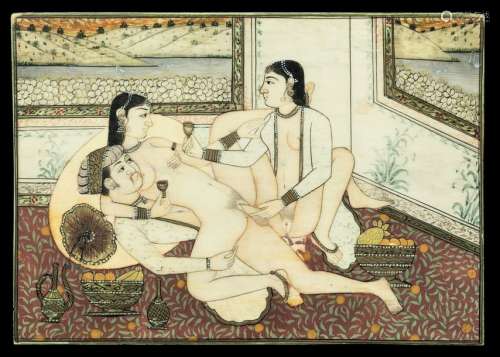An erotic painting on ivory, India, 1700s