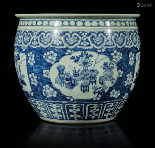 A porcelain cachepot, China, Qing Dynasty