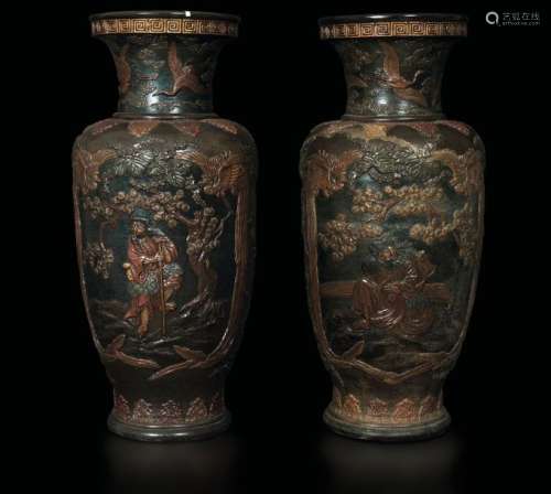 Two grès vases, Japan, Meiji period, 1800s