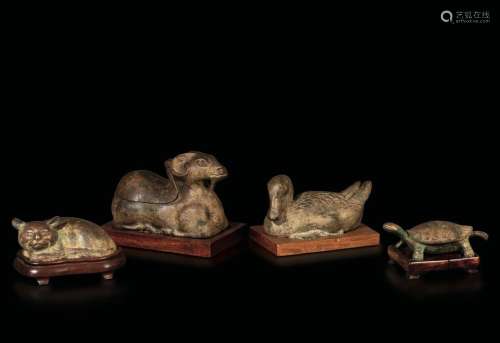 Four bronze animals, China, Qing Dynasty, 1800s