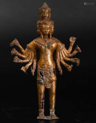 A gilt bronze Avalokitesvara, South East Asia