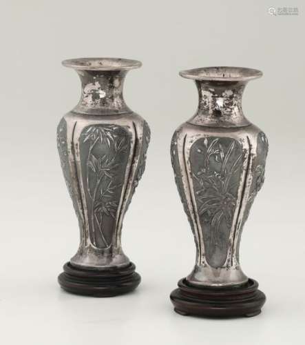 Two silver vases, China, 19th century